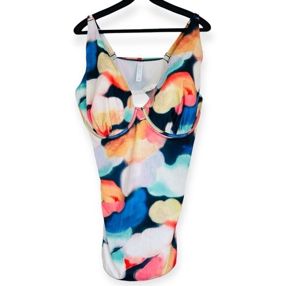 Swim by Cacique Fitted Underwire Tankini Swim Top Size 42F - Picture 4 of 9